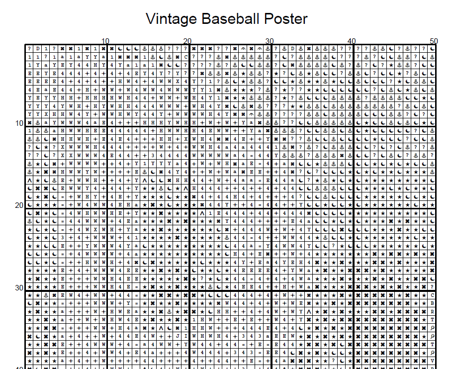Stitching Jules Design Cross Stitch Pattern Vintage Baseball Sports Full Coverage Large Counted Cross-Stitch Pattern Digital Download