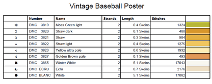 Stitching Jules Design Cross Stitch Pattern Vintage Baseball Sports Full Coverage Large Counted Cross-Stitch Pattern Digital Download