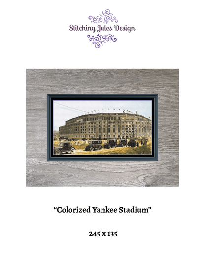 Stitching Jules Design Cross Stitch Pattern Vintage Baseball Yankee Stadium Full Coverage Counted Cross-Stitch Pattern (Digital Download)