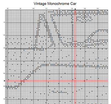 Stitching Jules Design Cross Stitch Pattern Vintage Car Auto Monochrome Counted Cross-Stitch Pattern (Digital Download)