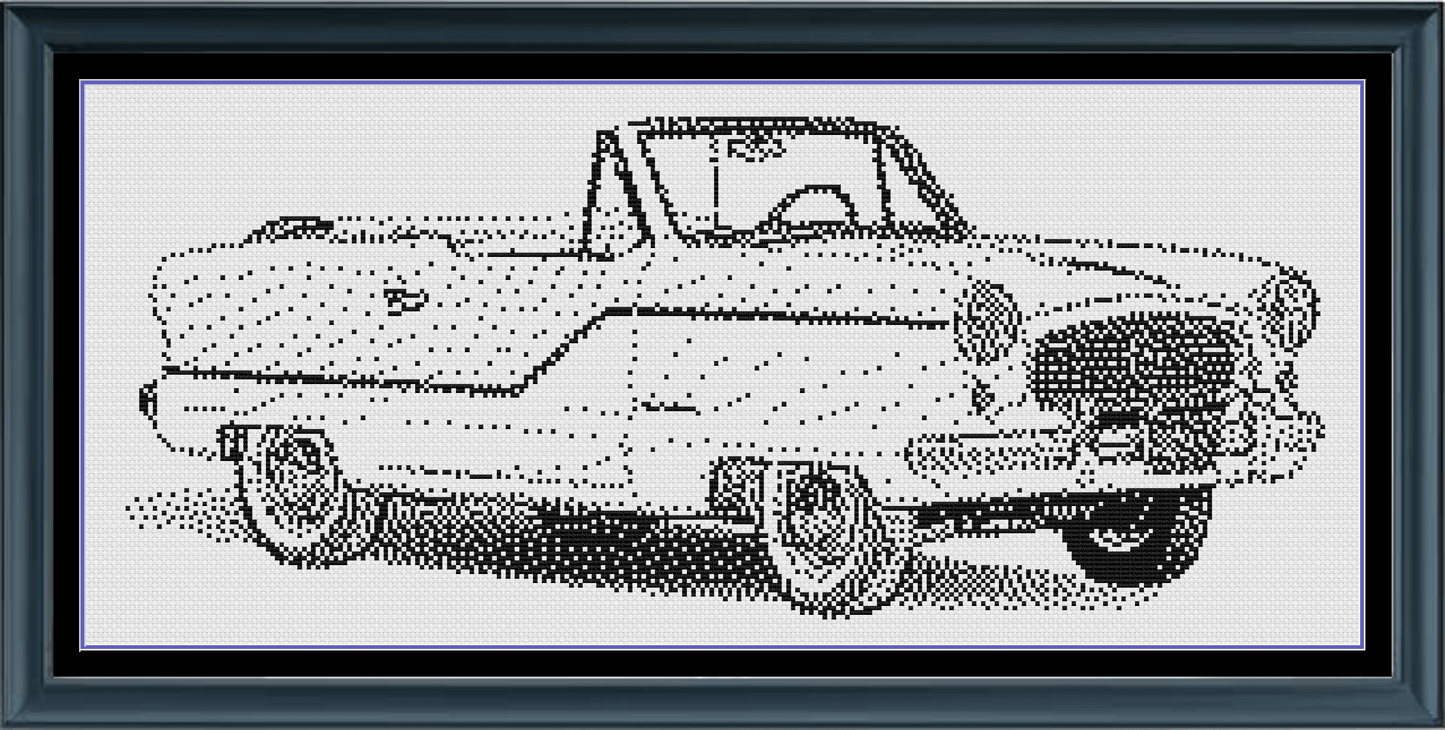 Stitching Jules Design Cross Stitch Pattern Vintage Car Auto Monochrome Counted Cross-Stitch Pattern (Digital Download)