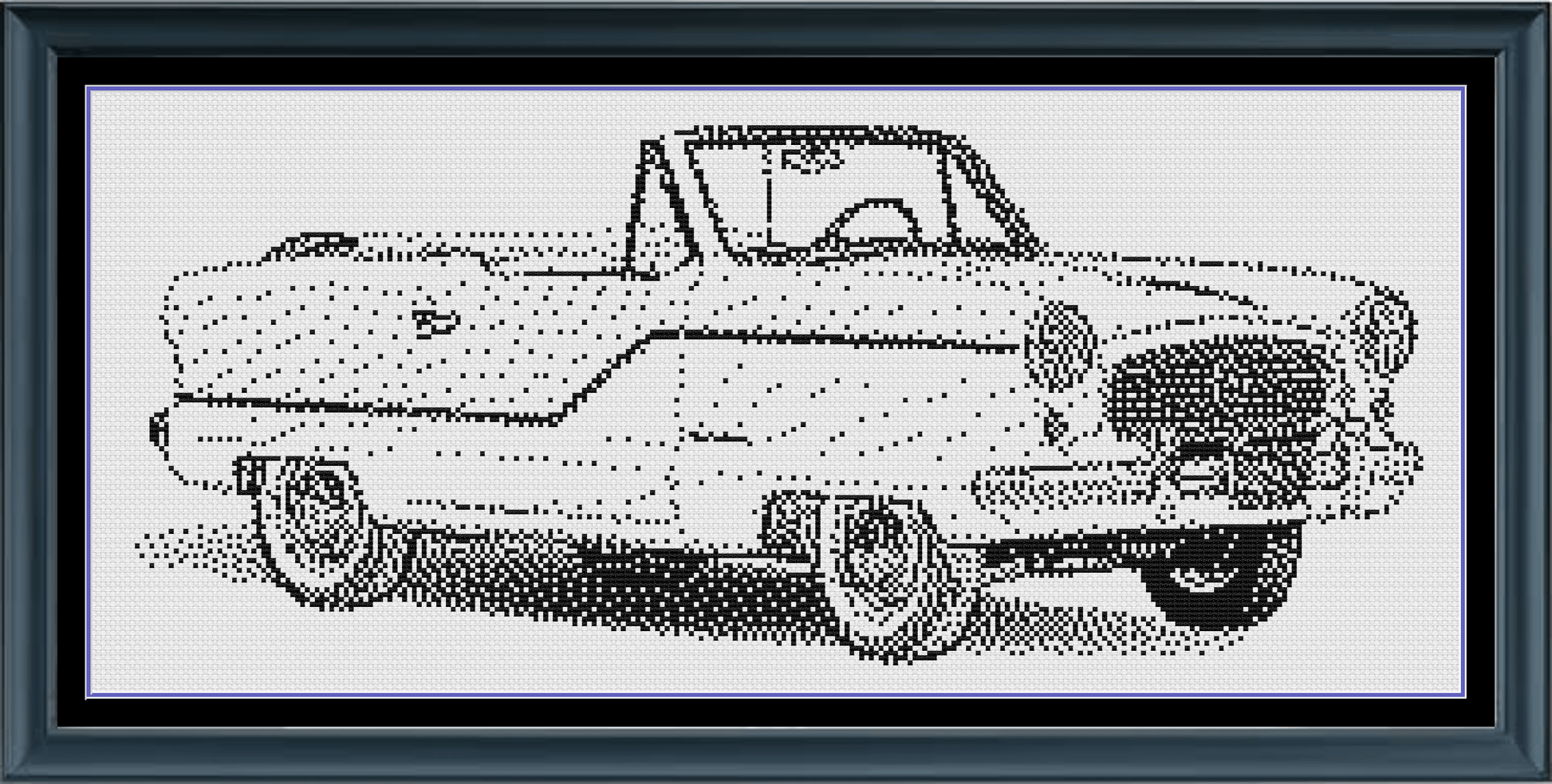 Stitching Jules Design Cross Stitch Pattern Vintage Car Auto Monochrome Counted Cross-Stitch Pattern (Digital Download)