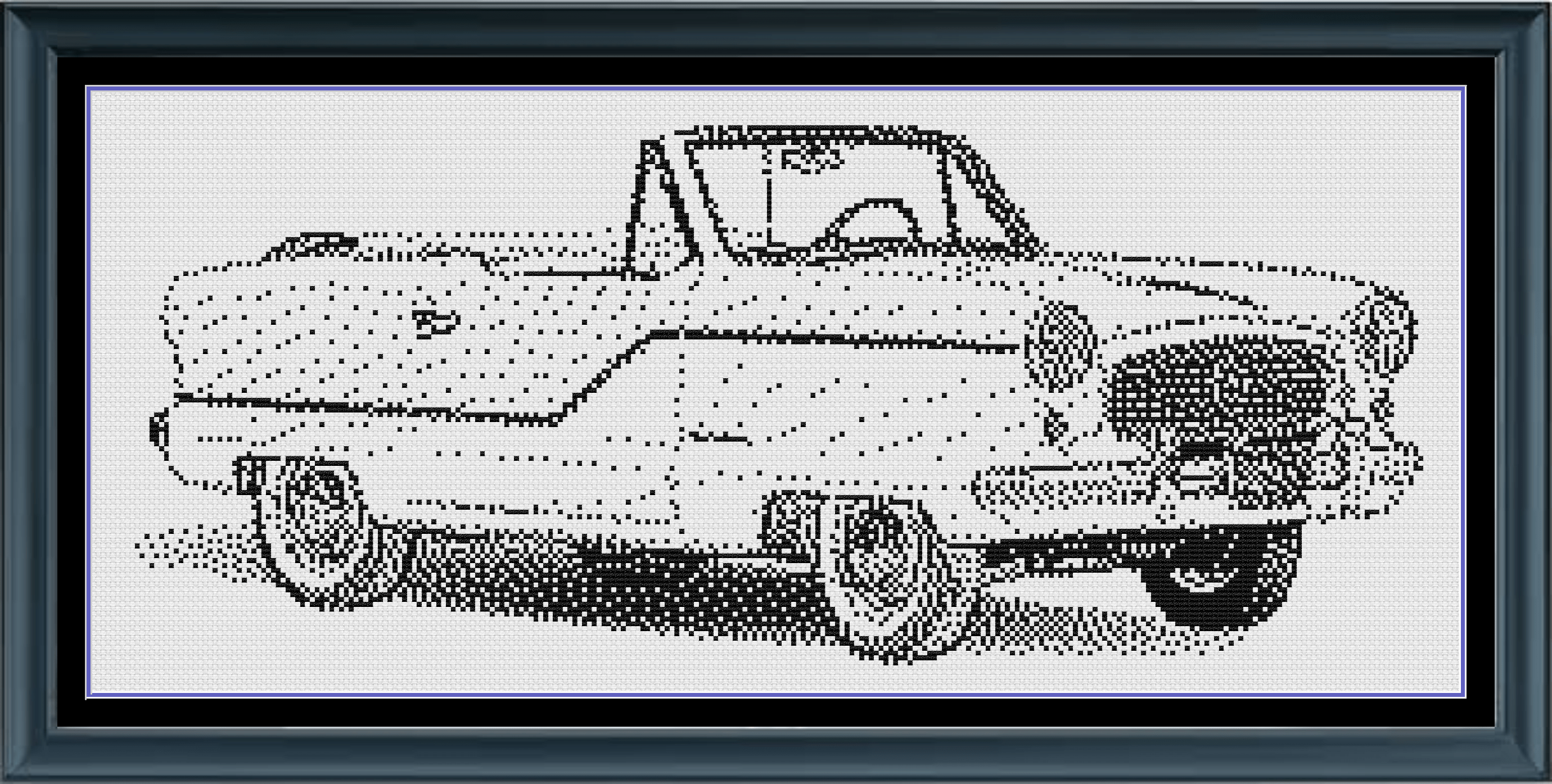 Stitching Jules Design Cross Stitch Pattern Vintage Car Auto Monochrome Counted Cross-Stitch Pattern (Digital Download)