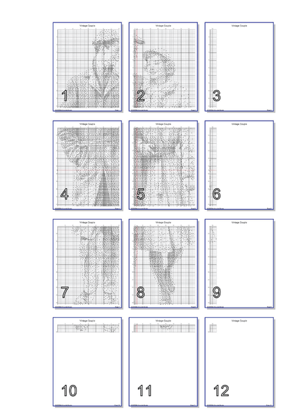Stitching Jules Design Cross Stitch Pattern Vintage Couple Romantic Love Monochrome Black White Counted Cross Stitch Pattern  Digital Download