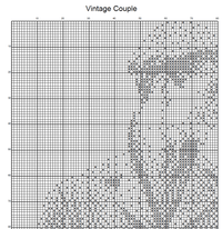Thumbnail for Stitching Jules Design Cross Stitch Pattern Vintage Couple Romantic Love Monochrome Black White Counted Cross Stitch Pattern  Digital Download