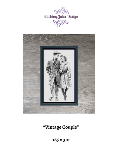 Stitching Jules Design Cross Stitch Pattern Vintage Couple Romantic Love Monochrome Black White Counted Cross Stitch Pattern  Digital Download