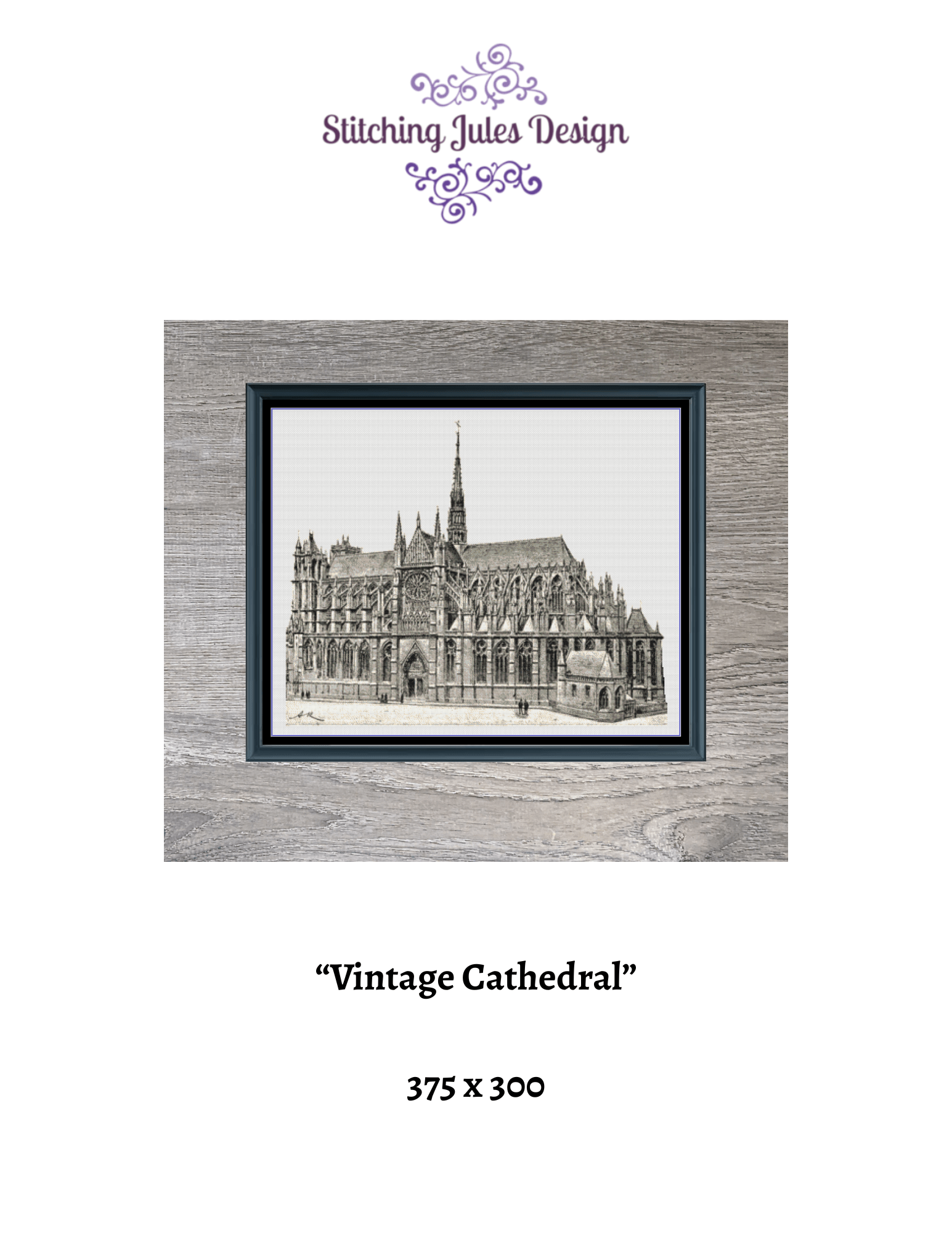 Stitching Jules Design Cross Stitch Pattern Vintage English Cathedral Church Large Counted Cross-Stitch Pattern (Digital Download)