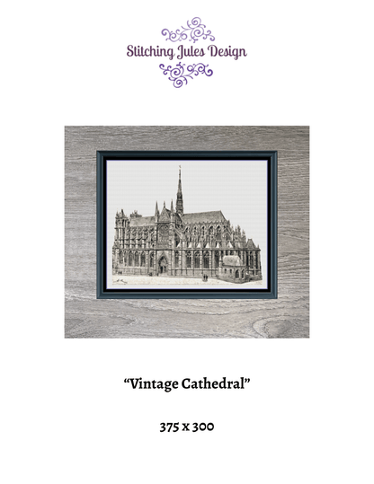Stitching Jules Design Cross Stitch Pattern Vintage English Cathedral Church Large Counted Cross-Stitch Pattern (Digital Download)