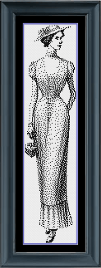 Thumbnail for Stitching Jules Design Cross Stitch Pattern Vintage Fancy Lady Counted Cross Stitch Pattern | Monochrome Cross Stitch | Instant Download PDF