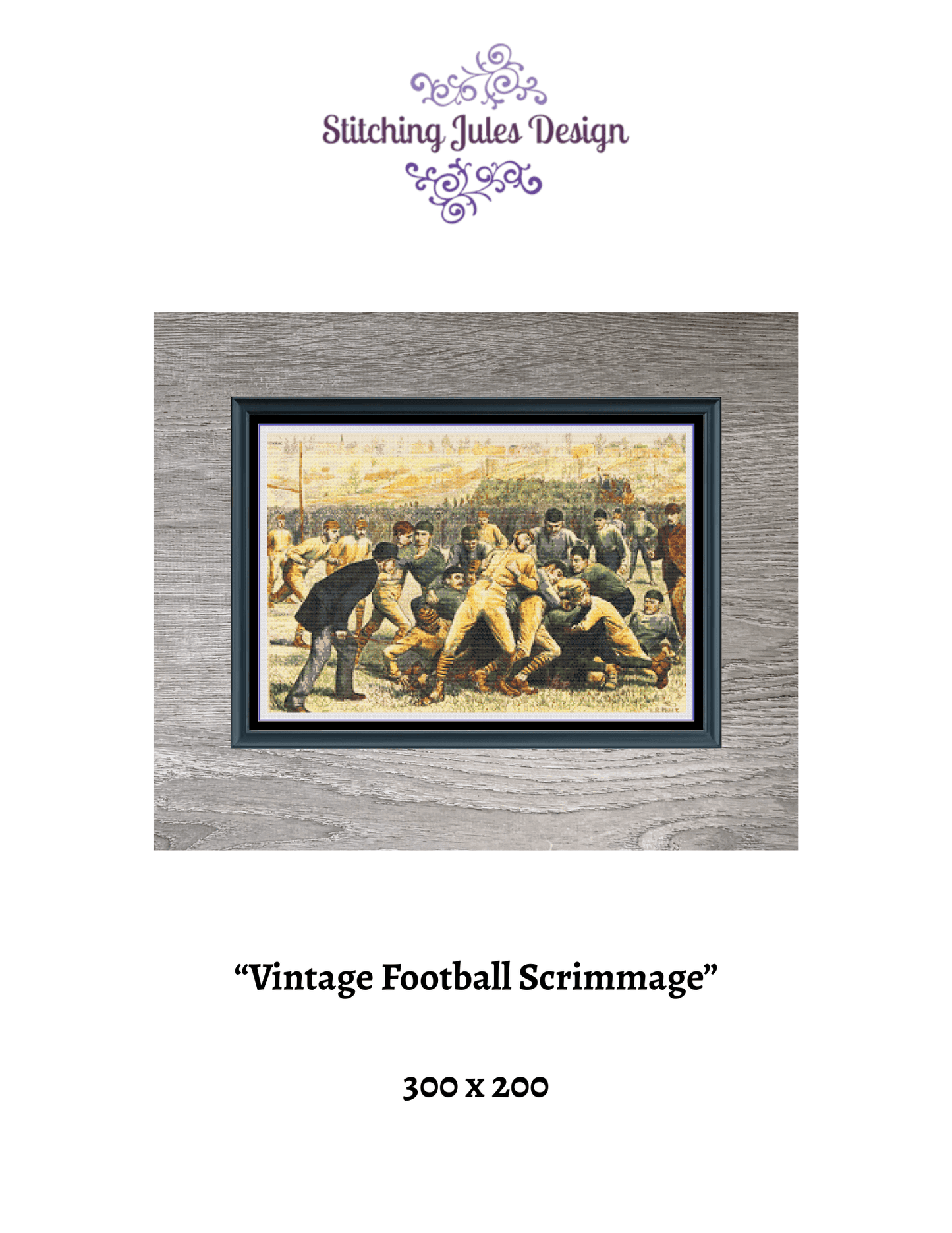 Stitching Jules Design Cross Stitch Pattern Vintage Football Sports Game Full Coverage Counted Cross-Stitch Pattern (Digital Download)