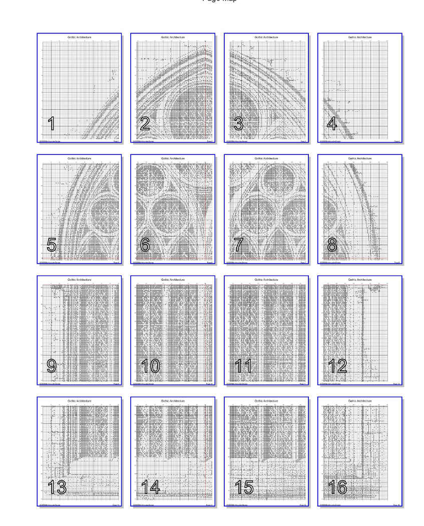 Stitching Jules Design Cross Stitch Pattern Vintage Gothic Architecture Large Monochrome Counted Cross Stitch Pattern Digital Download