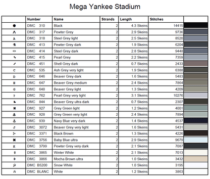 Stitching Jules Design Cross Stitch Pattern Vintage Iconic Yankees Stadium Photo Large Full Coverage Counted Cross-Stitch Pattern (Digital Download)