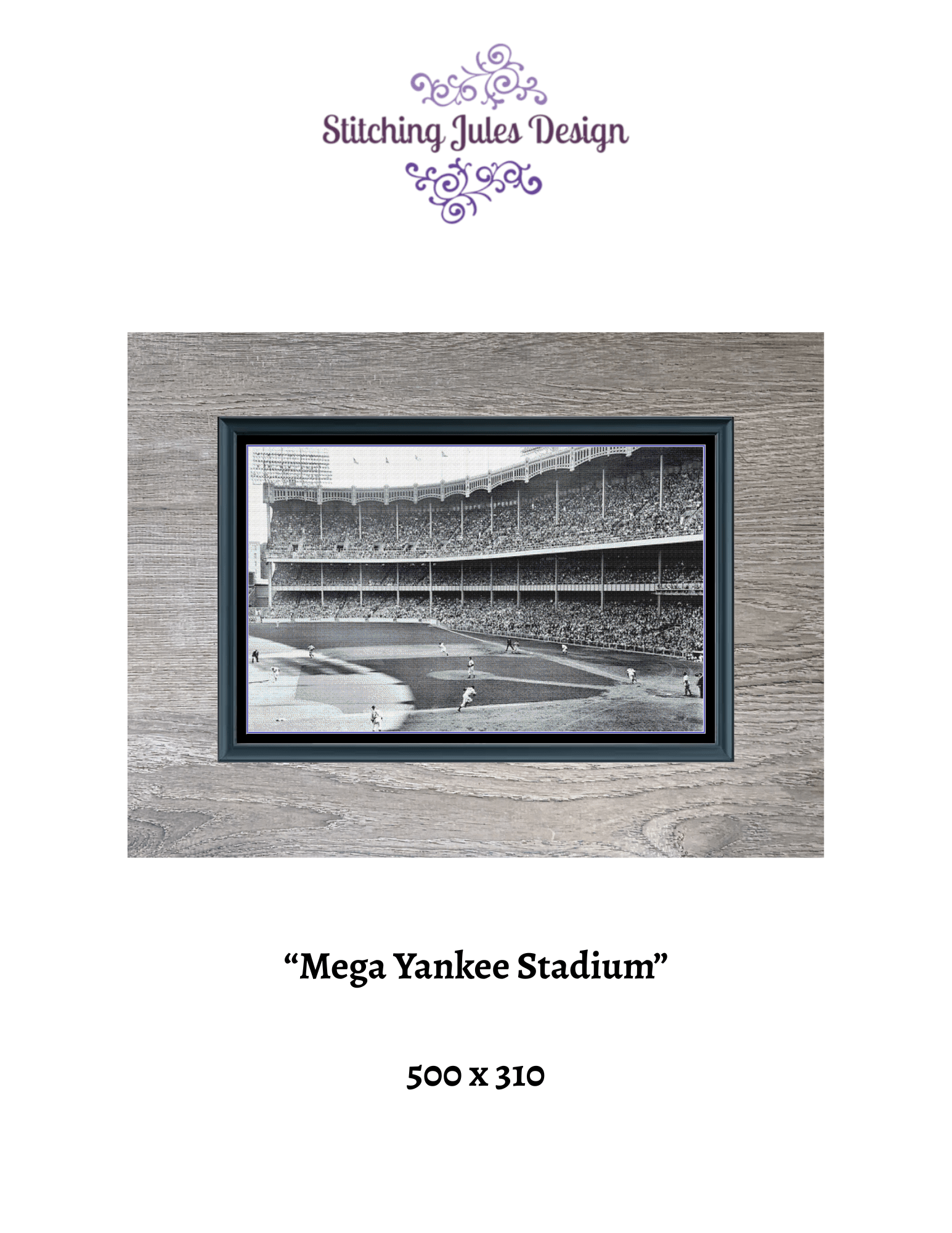 Stitching Jules Design Cross Stitch Pattern Vintage Iconic Yankees Stadium Photo Large Full Coverage Counted Cross-Stitch Pattern (Digital Download)