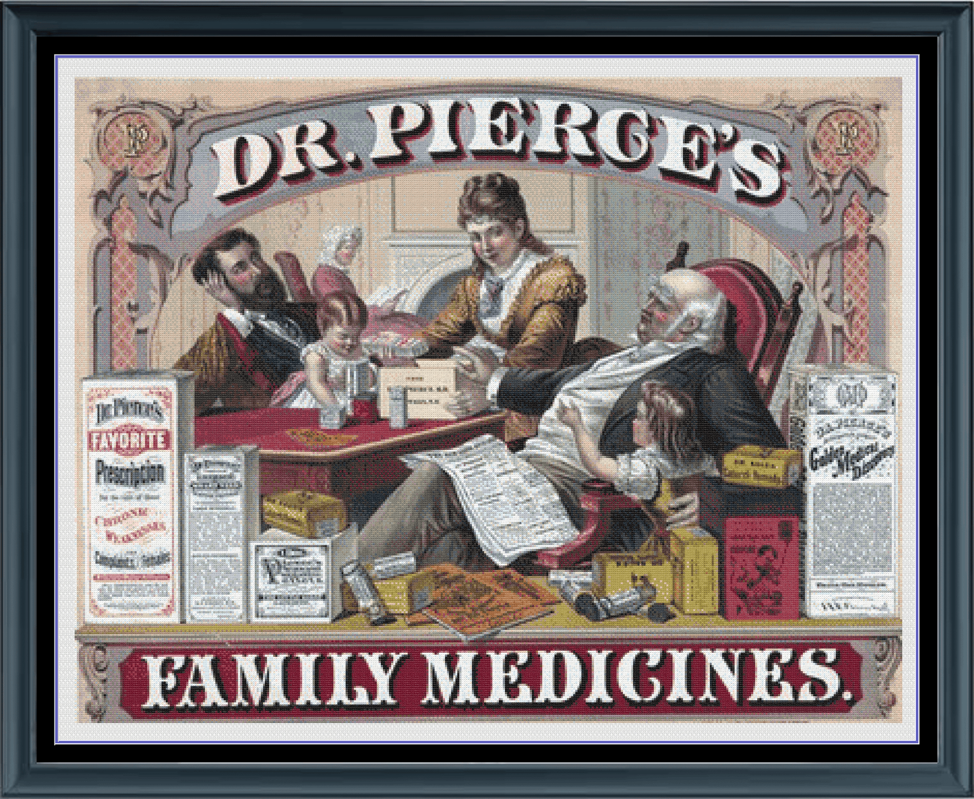 Stitching Jules Design Cross Stitch Pattern Vintage Medicine Doctor Physician Ad Large Full Coverage Counted Cross-Stitch Pattern (Digital Download)