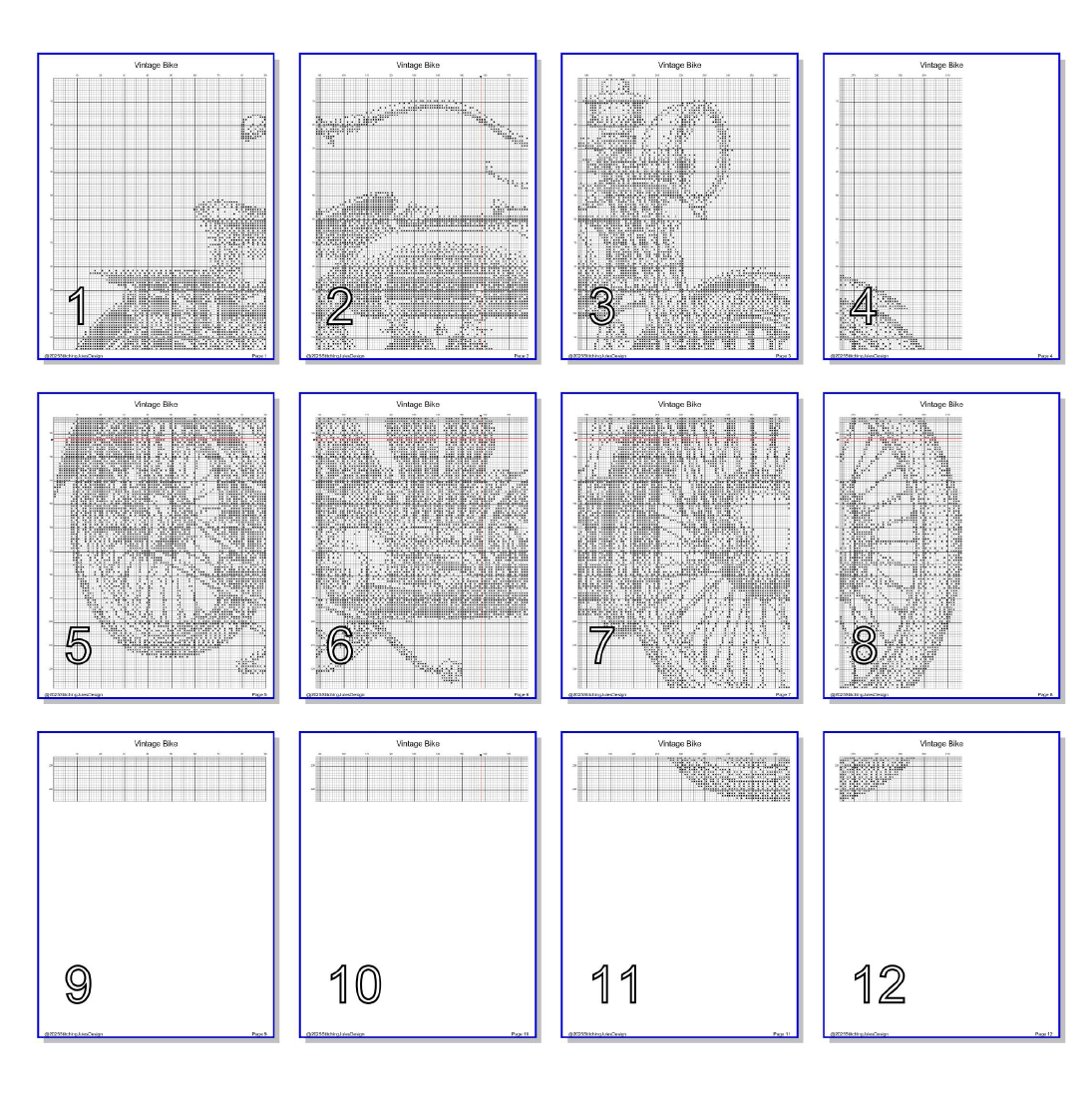 Stitching Jules Design Cross Stitch Pattern Vintage Motorcycle Bike Monochrome Counted Cross Stitch Pattern (Digital Download)