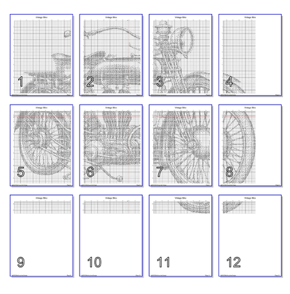 Stitching Jules Design Cross Stitch Pattern Vintage Motorcycle Bike Monochrome Counted Cross Stitch Pattern (Digital Download)