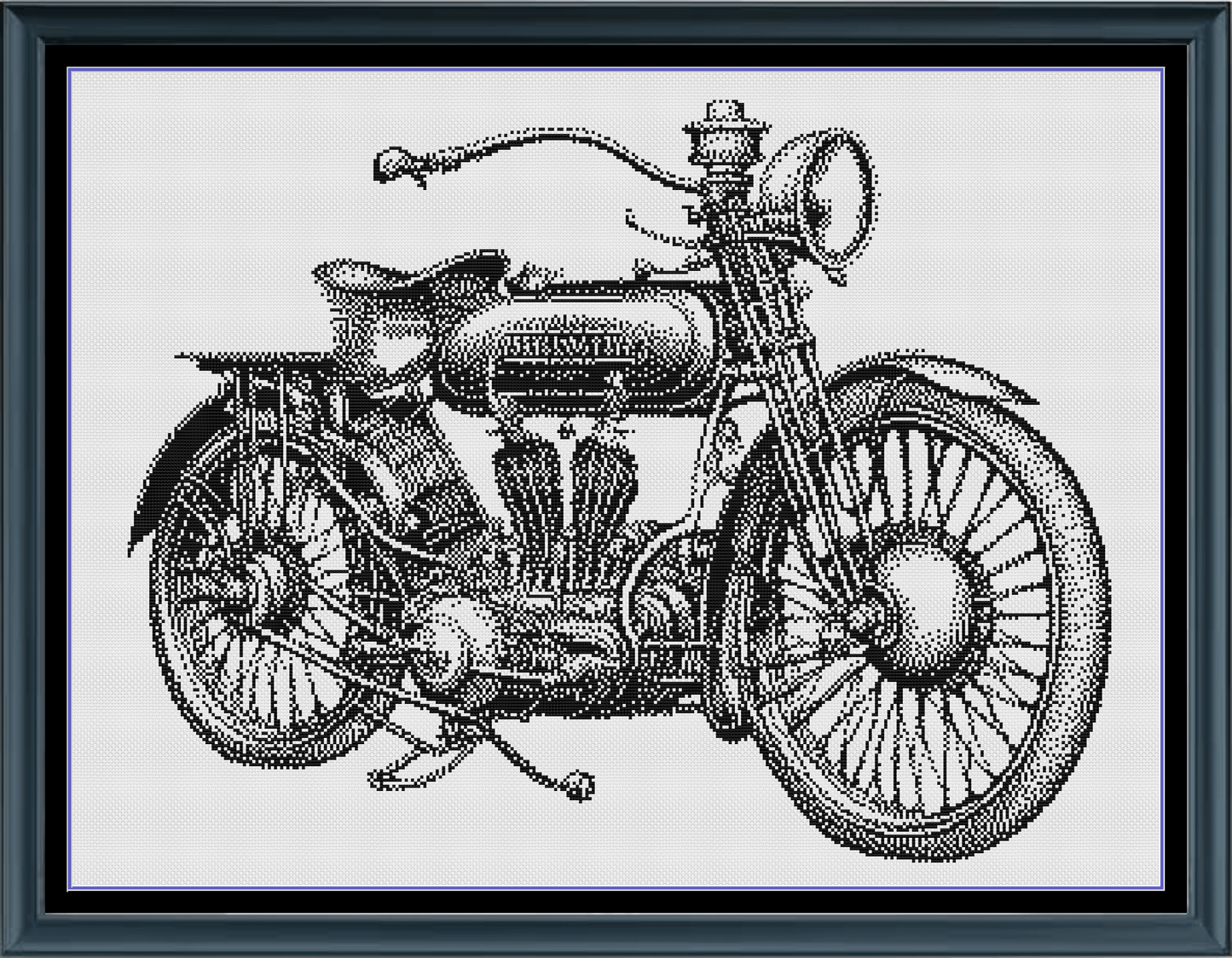 Stitching Jules Design Cross Stitch Pattern Vintage Motorcycle Bike Monochrome Counted Cross Stitch Pattern (Digital Download)