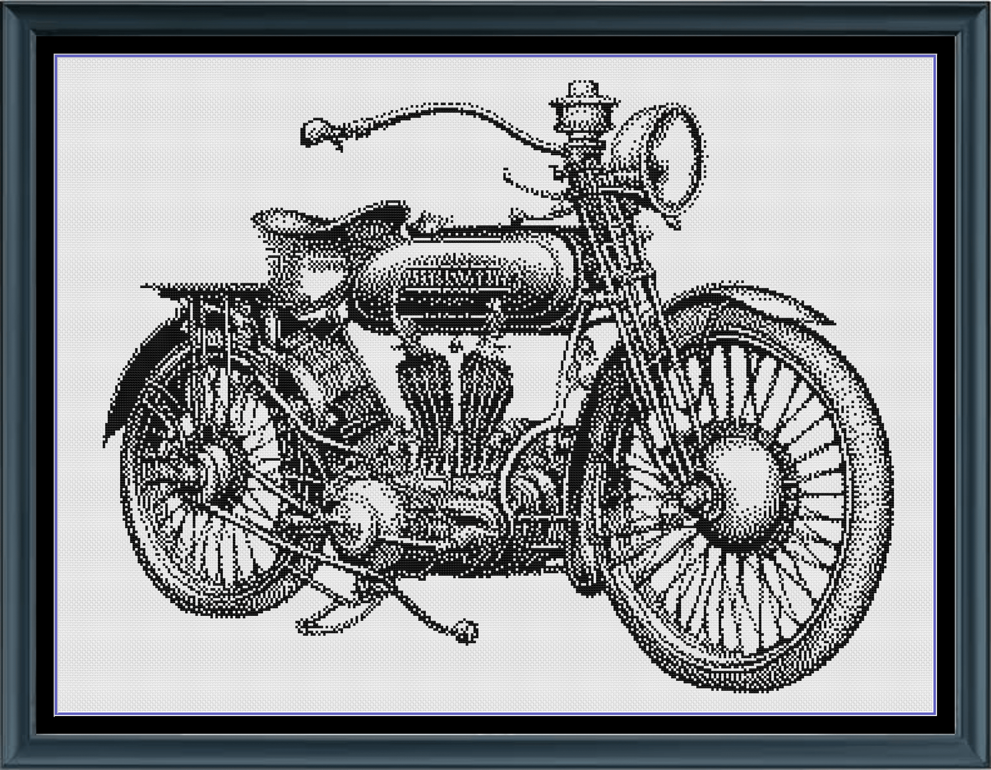 Stitching Jules Design Cross Stitch Pattern Vintage Motorcycle Bike Monochrome Counted Cross Stitch Pattern (Digital Download)