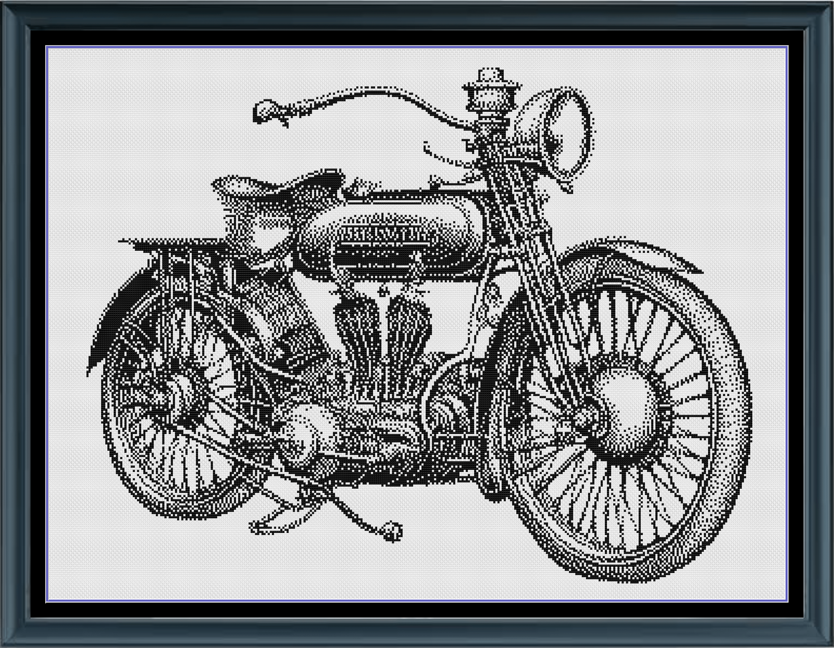 Stitching Jules Design Cross Stitch Pattern Vintage Motorcycle Bike Monochrome Counted Cross Stitch Pattern (Digital Download)