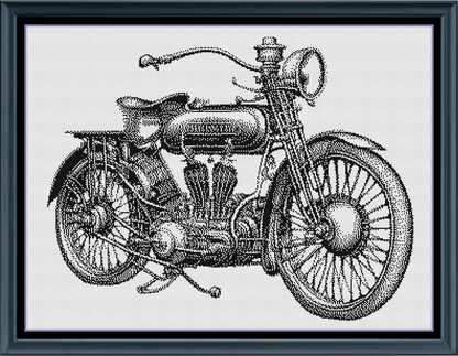 Stitching Jules Design Cross Stitch Pattern Vintage Motorcycle Bike Monochrome Counted Cross Stitch Pattern (Digital Download)