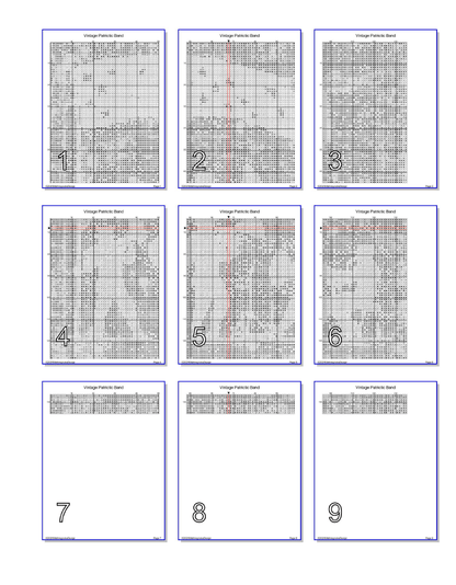 Stitching Jules Design Cross Stitch Pattern Vintage Patriotic Band Music Americana America Full Coverage Counted Cross Stitch Pattern Digital Download