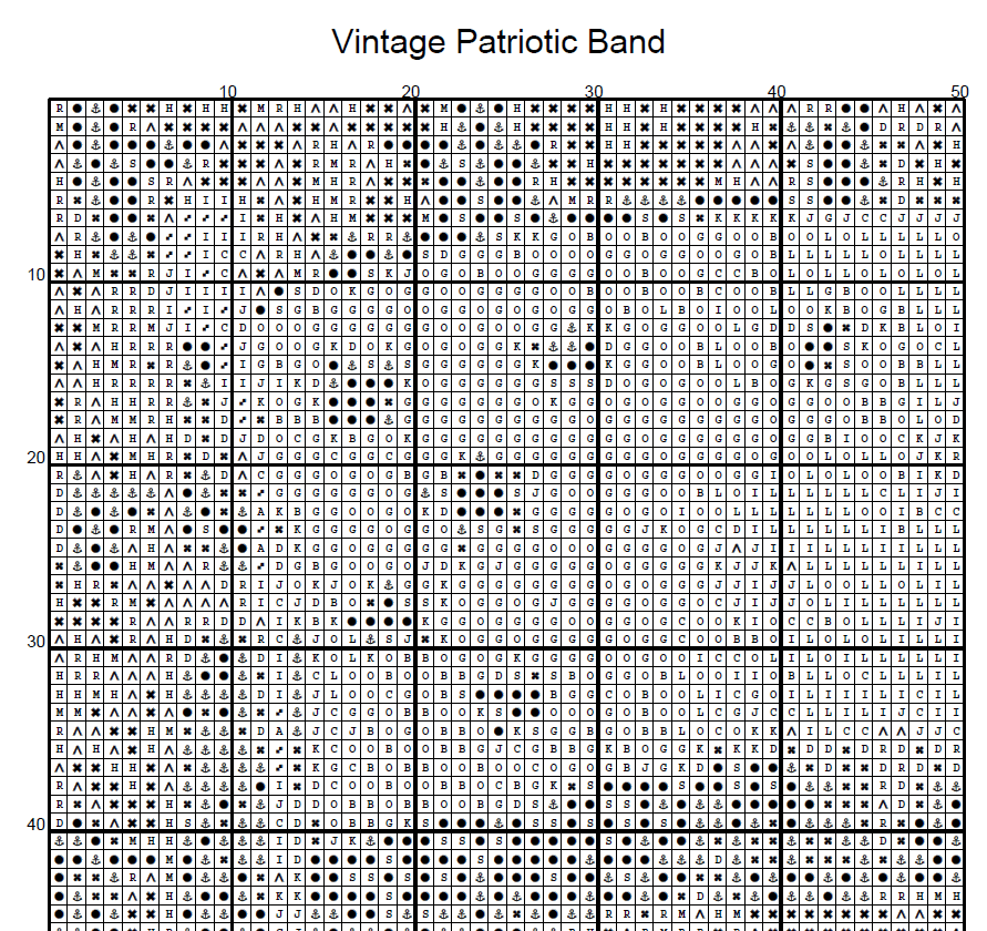 Stitching Jules Design Cross Stitch Pattern Vintage Patriotic Band Music Americana America Full Coverage Counted Cross Stitch Pattern Digital Download