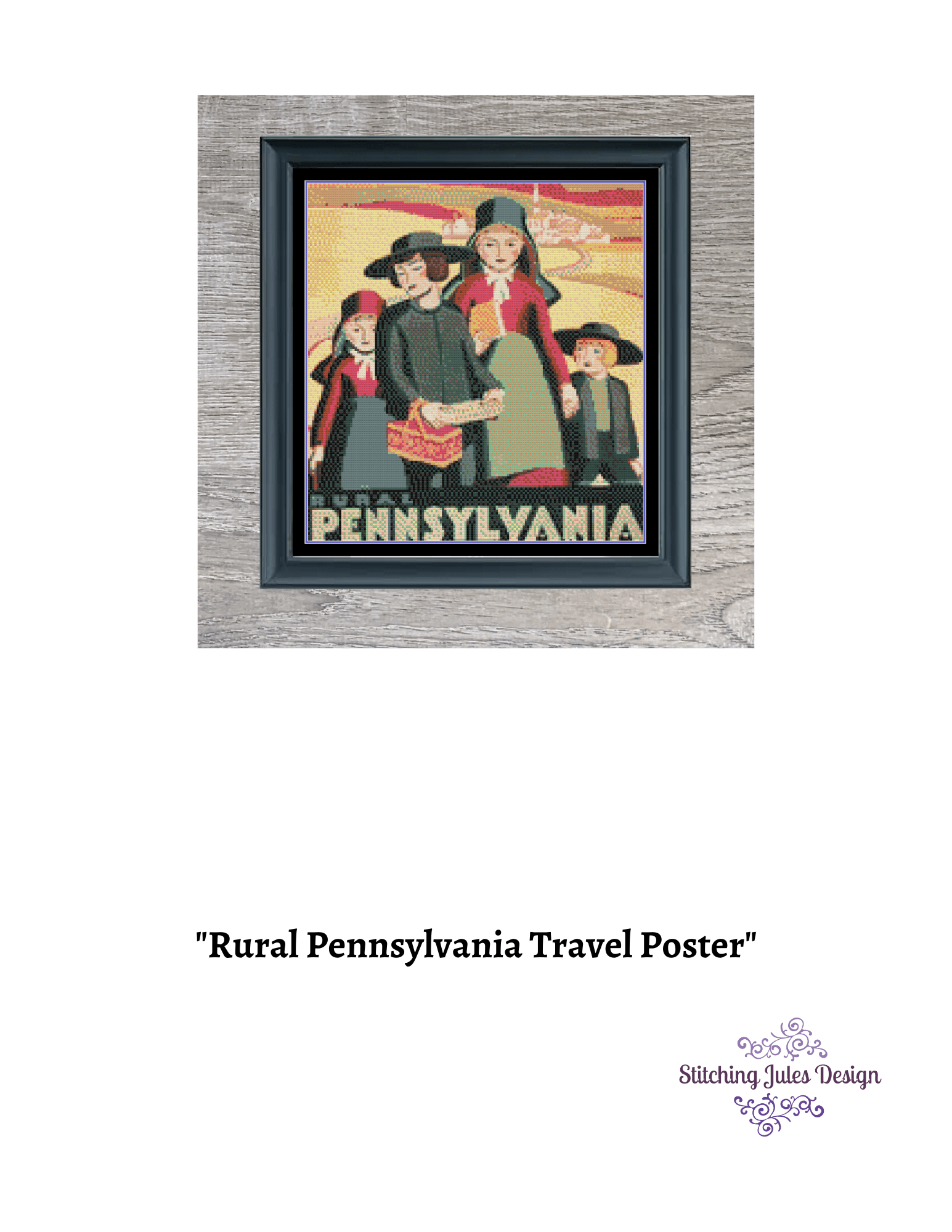 Stitching Jules Design Cross Stitch Pattern Vintage Pennsylvania Travel Poster Cross Stitch Embroidery Needlepoint Pattern PDF Download Pattern Keeper Ready