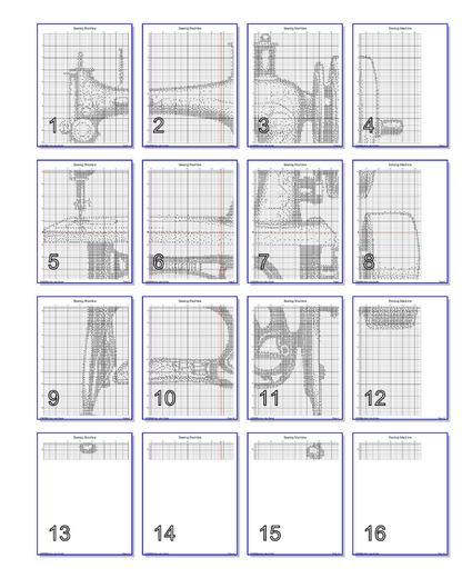 Stitching Jules Design Cross Stitch Pattern Vintage Sewing Machine Embroidery Crafting Monochrome Counted Cross Stitch Pattern Digital Download