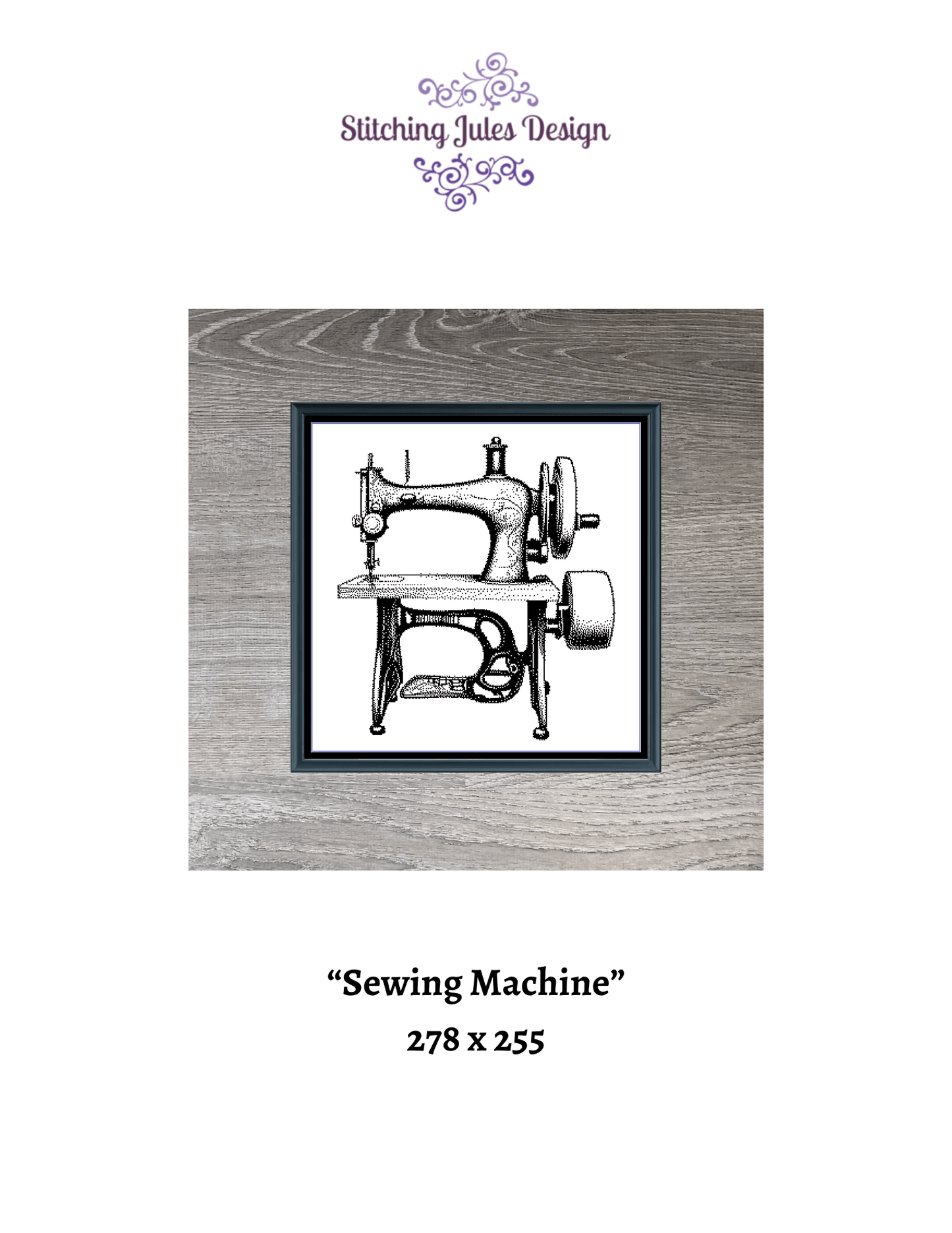 Stitching Jules Design Cross Stitch Pattern Vintage Sewing Machine Embroidery Crafting Monochrome Counted Cross Stitch Pattern Digital Download