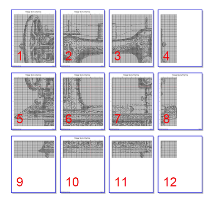 Stitching Jules Design Cross Stitch Pattern Vintage Sewing Machine Monochrome Cross Stitch Pattern Instant PDF Download