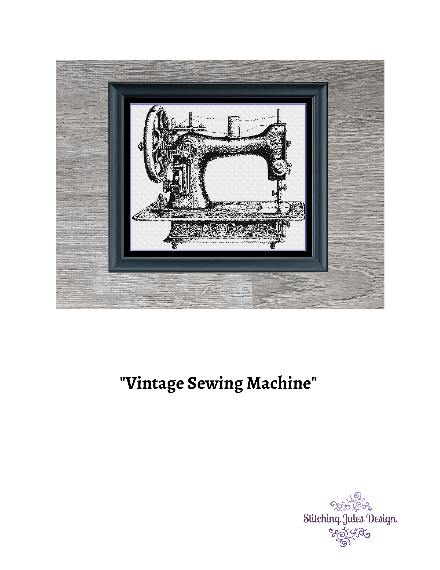 Stitching Jules Design Cross Stitch Pattern Vintage Sewing Machine Monochrome Cross Stitch Pattern Instant PDF Download