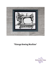Thumbnail for Stitching Jules Design Cross Stitch Pattern Vintage Sewing Machine Monochrome Cross Stitch Pattern Instant PDF Download