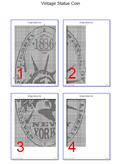 Stitching Jules Design Cross Stitch Pattern Vintage Statue Liberty Coin New York Monochrome Cross Stitch Pattern
