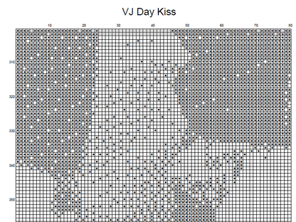 Stitching Jules Design Cross Stitch Pattern VJ Day Kiss World War 2 History Americana Monochrome Blackwork Counted Cross Stitch Pattern Digital Download