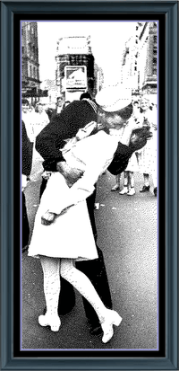 Thumbnail for Stitching Jules Design Cross Stitch Pattern VJ Day Kiss World War 2 History Americana Monochrome Blackwork Counted Cross Stitch Pattern Digital Download