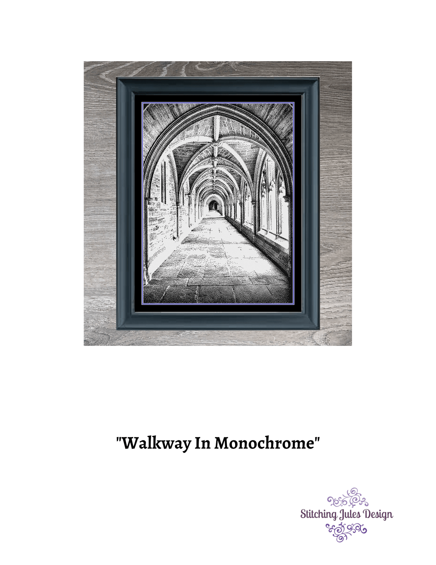 Stitching Jules Design Cross Stitch Pattern Walkway Architecture Building Monochrome Cross Stitch Needlepoint Embroidery Pattern - Instant Download - Pattern Keeper Ready