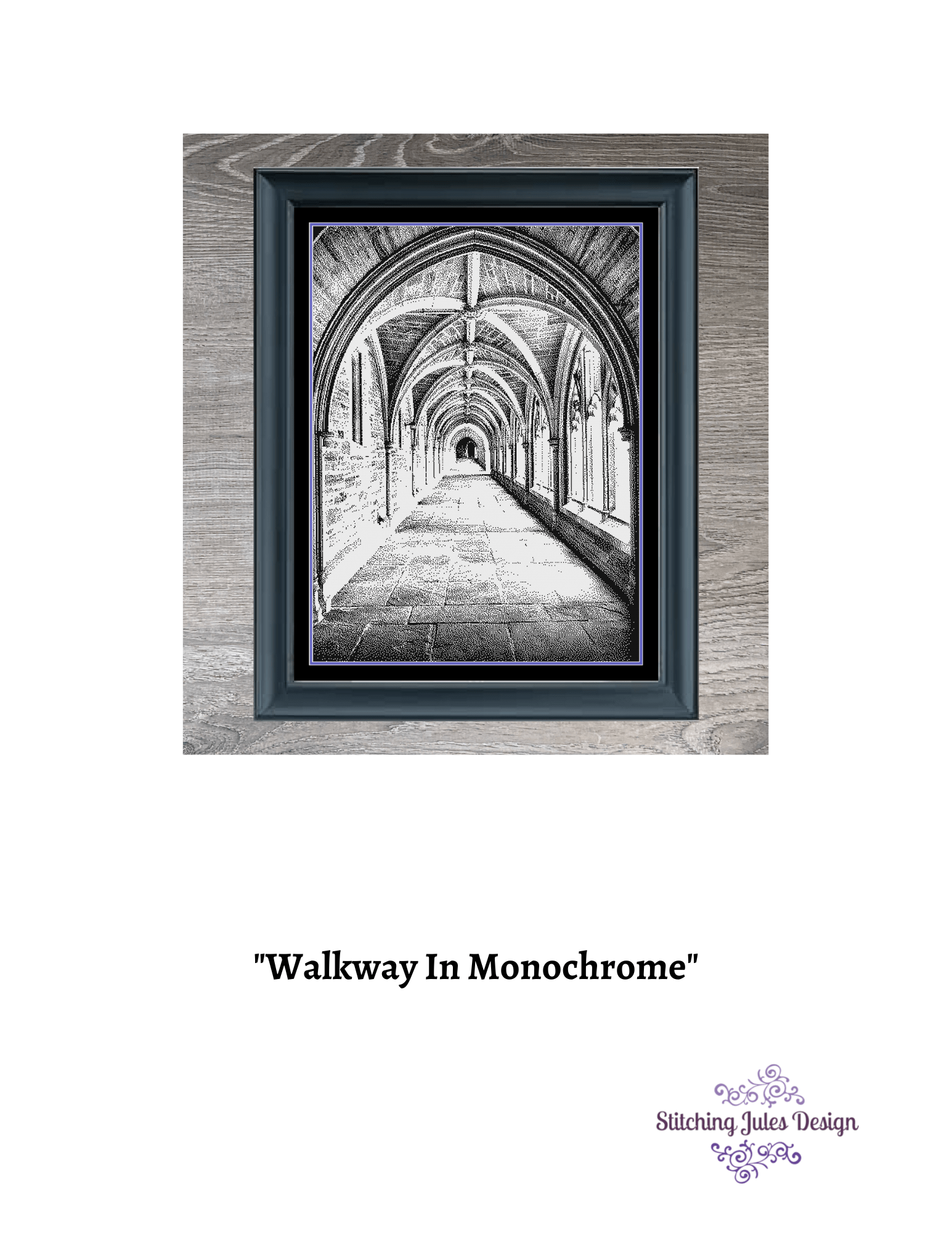 Stitching Jules Design Cross Stitch Pattern Walkway Architecture Building Monochrome Cross Stitch Needlepoint Embroidery Pattern - Instant Download - Pattern Keeper Ready
