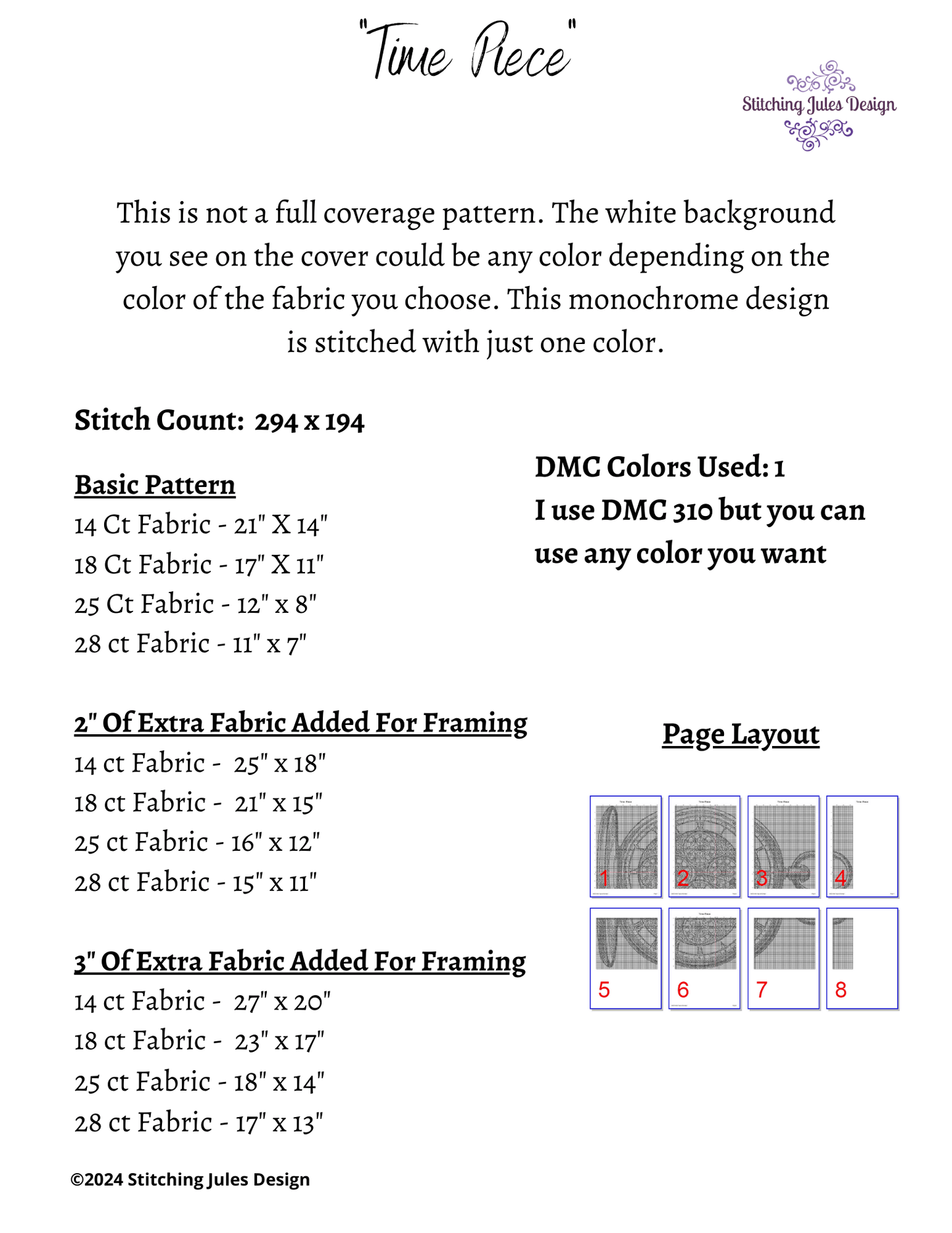 Stitching Jules Design Cross Stitch Pattern Watch Counted Cross Stitch Pattern | Clock Cross Stitch Pattern | Instant PDF Download