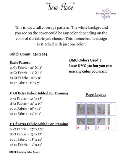 Stitching Jules Design Cross Stitch Pattern Watch Counted Cross Stitch Pattern | Clock Cross Stitch Pattern | Instant PDF Download