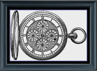 Thumbnail for Stitching Jules Design Cross Stitch Pattern Digital PDF Download - $10 Watch Cross Stitch Pattern | Time Piece Cross Stitch Pattern | Blackwork | Physical And Instant PDF Download Pattern Options