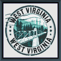 Thumbnail for Stitching Jules Design Cross Stitch Pattern West Virginia US State Counted Cross Stitch Pattern | Instant Download PDF