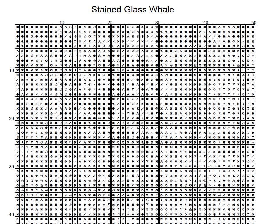 Stitching Jules Design Cross Stitch Pattern Whale Stained Glass Ocean Large Full Coverage Counted Cross Stitch Digital Download