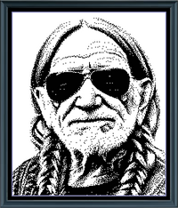 Thumbnail for Stitching Jules Design Cross Stitch Pattern Willie Country Singer Famous Icon Monochrome Counted Cross Stitch Pattern Digital Download