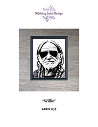 Thumbnail for Stitching Jules Design Cross Stitch Pattern Willie Country Singer Famous Icon Monochrome Counted Cross Stitch Pattern Digital Download