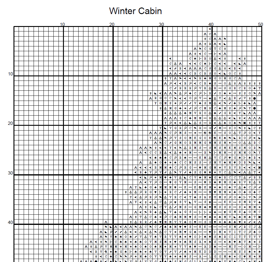 Stitching Jules Design Cross Stitch Pattern Winter Cabin Mountains Counted Cross-Stitch Pattern (Digital Download)