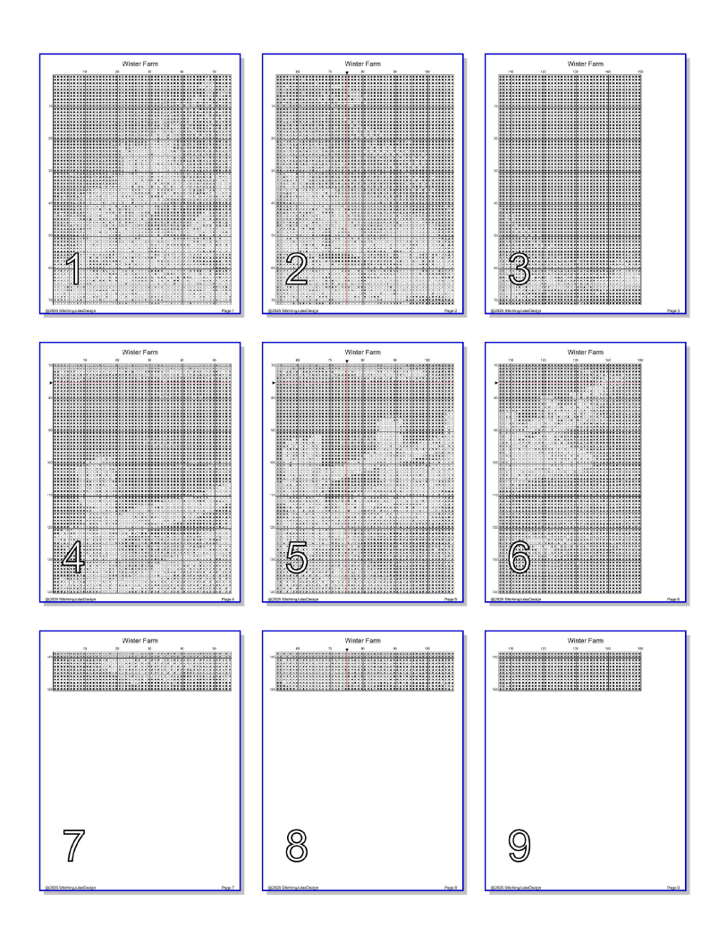 Stitching Jules Design Cross Stitch Pattern Winter Country Farm Full Coverage Counted Cross-Stitch Pattern (Digital Download)