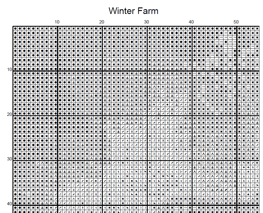 Stitching Jules Design Cross Stitch Pattern Winter Country Farm Full Coverage Counted Cross-Stitch Pattern (Digital Download)