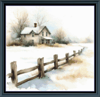 Stitching Jules Design Cross Stitch Pattern Winter Country Farm Full Coverage Counted Cross-Stitch Pattern (Digital Download)