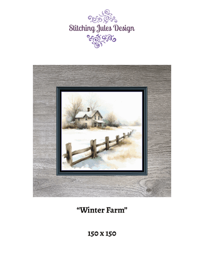 Stitching Jules Design Cross Stitch Pattern Winter Country Farm Full Coverage Counted Cross-Stitch Pattern (Digital Download)