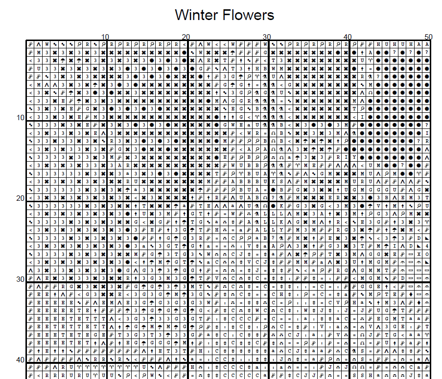 Stitching Jules Design Cross Stitch Pattern Winter Flowers Floral Full Coverage Counted Cross Stitch Pattern Digital Download